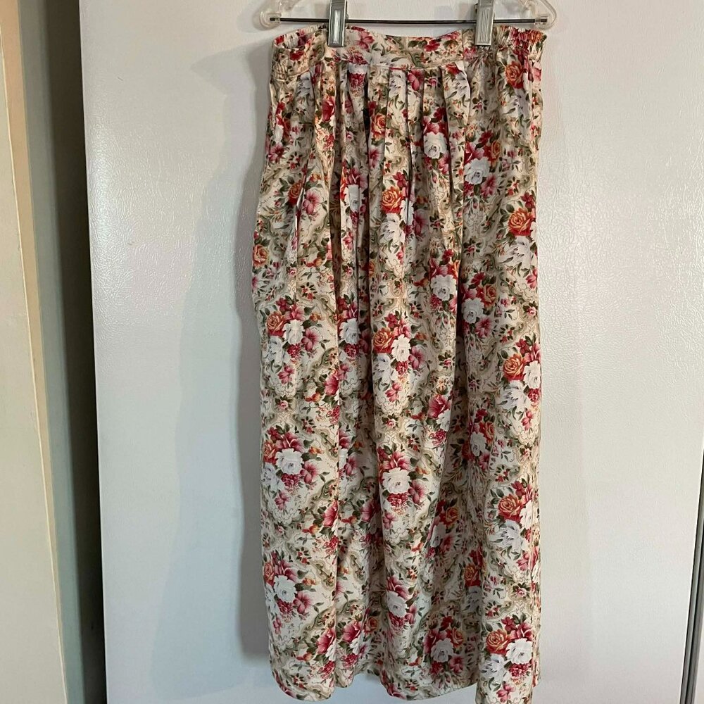 SAMANTHA romantic vintage skirt Kentucky Derby floral print size M